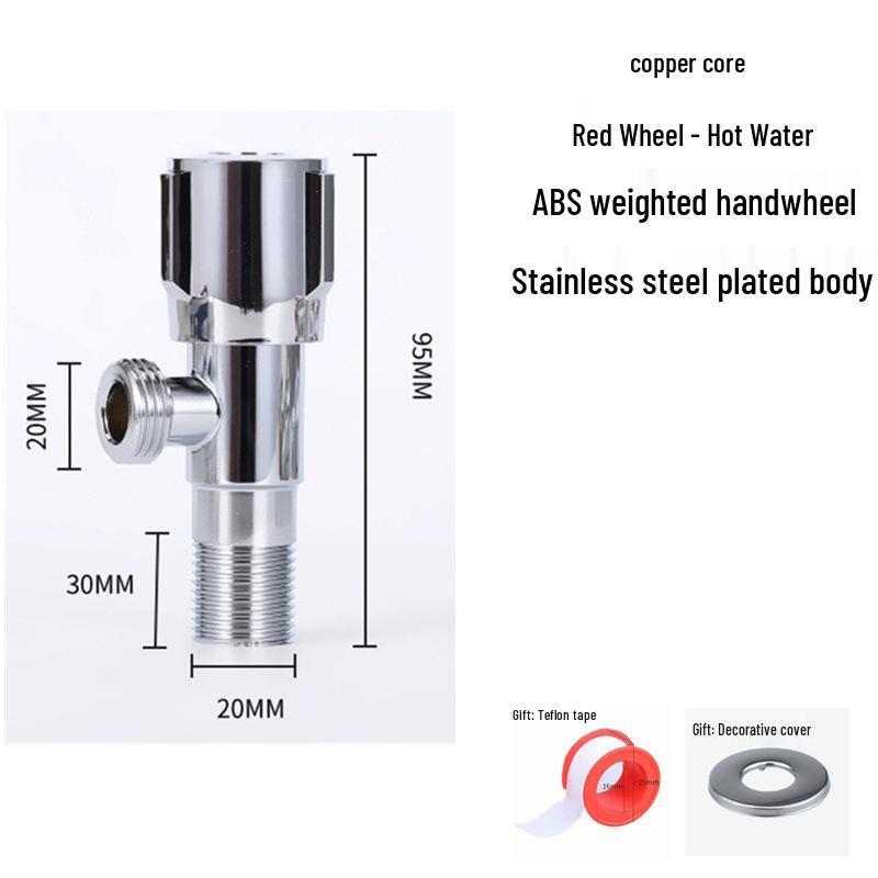 304 Stainless Steel Triangle Valve, One Inlet Two Outlet Water Heater Switch, Three-Way Toilet Stop Valve