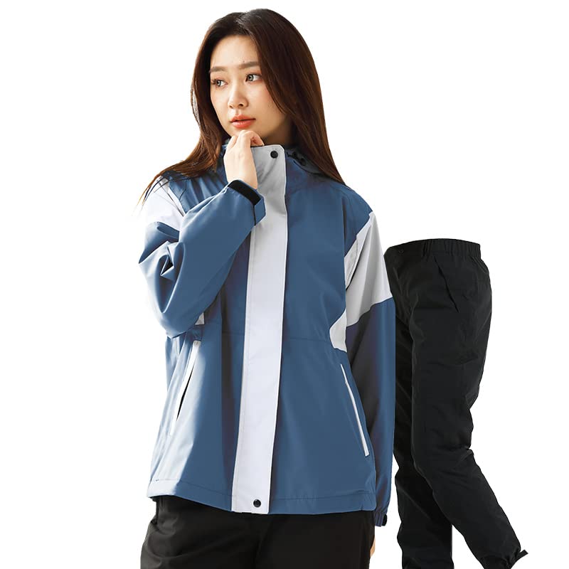 

Комплект дождевика и ветрозащитной куртки для гольфа, легкий в движении, горный и идеально подходящий для дождливого сезона, женский (Верх Низ) Водоотталкивающий, Дышащий, синий