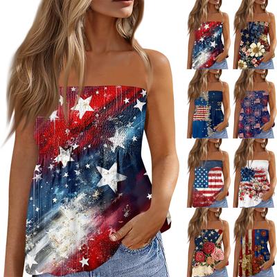 Tube-Tops für Damen, süßes, sexy, schulterfreies, ärmelloses T-Shirt mit Aufdruck