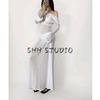 Summer New Product Women's Clothes Seaside Vacation Style Bikini Match Long Sleeves Open Back See-through Blouse Long Dress