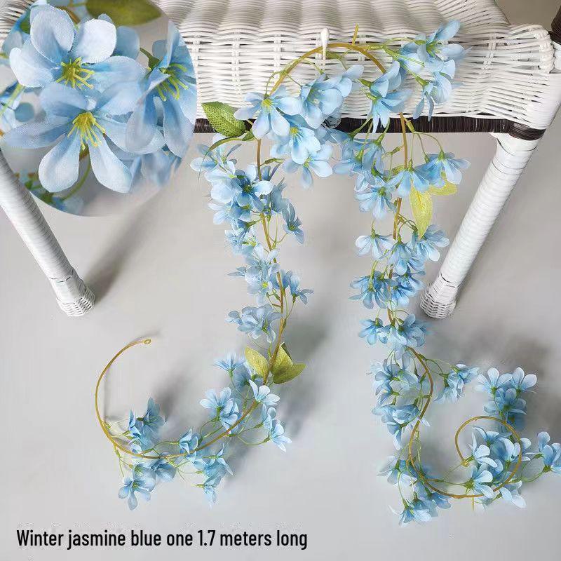Artificial Cherry Blossom Vines for Air Conditioner Pipe Decoration - Green Plant & Flower Decor