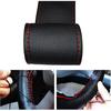 Car Steering Wheel Stitch On Wrap Cover, Universal Car Steering Wheel Cover, Hand Sewing Perforated Microfiber Leather Steering Wheel Cover(Black