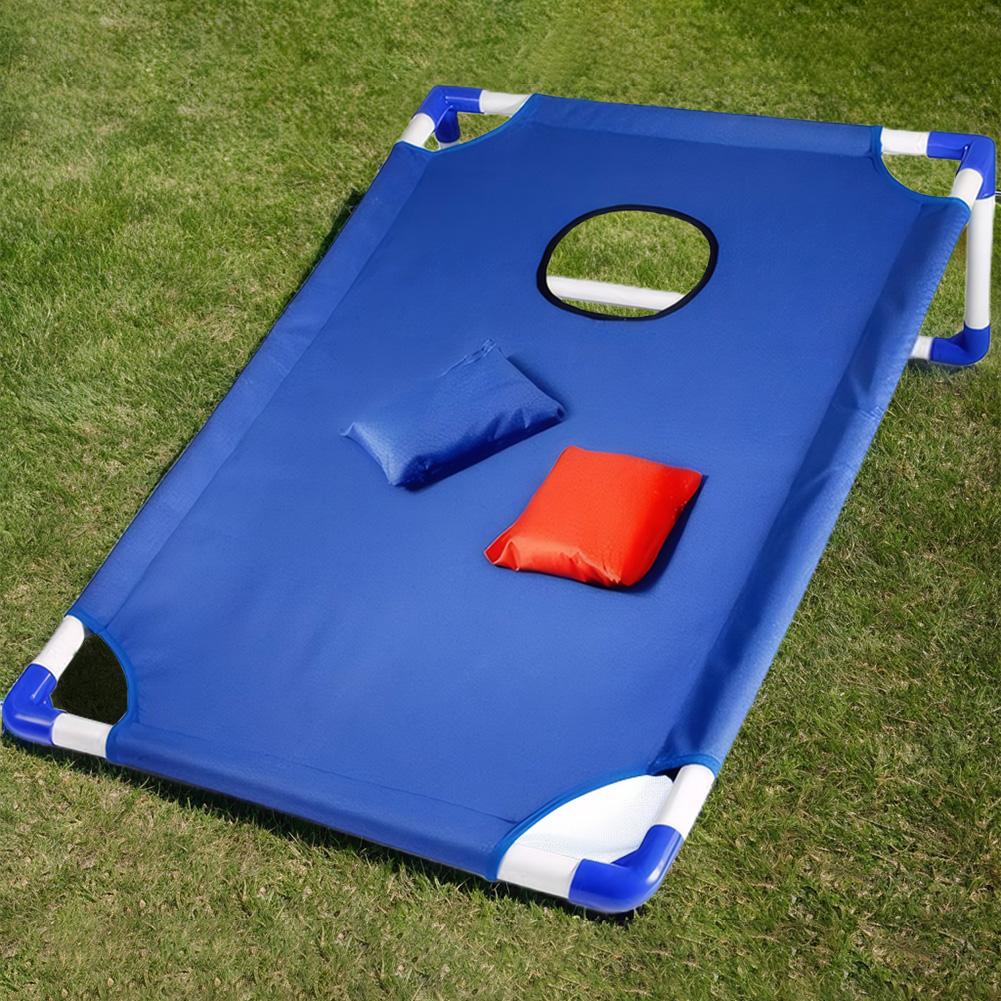 Portable Cornhole Set with 3 Red 3 Blue Bags Toss Games for Kids Adults Family Outdoor Yard Beach BBQ Camping Lawn Game