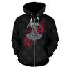 Tattoo Printed Sweatshirt Zipper Hooded Sweatshirt