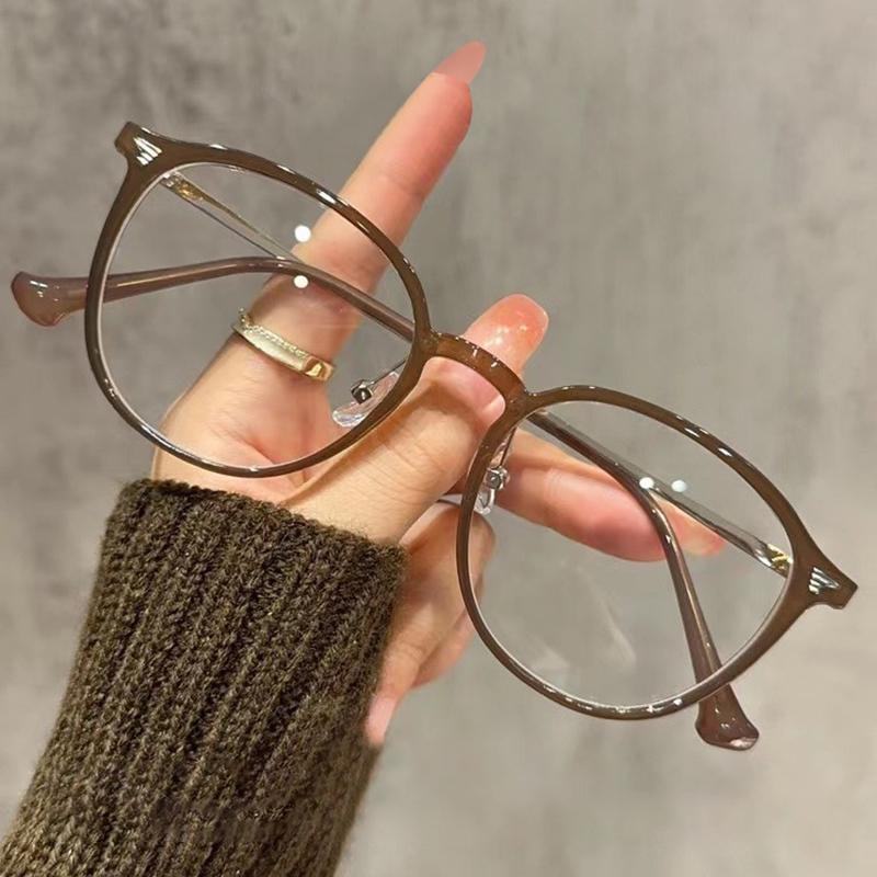 

Очки для пресбиопии овальной формы с защитой от синего света, металлические оправы для очков, украшенные рисовыми шипами, более удобные очки для чтения 0 кофейный