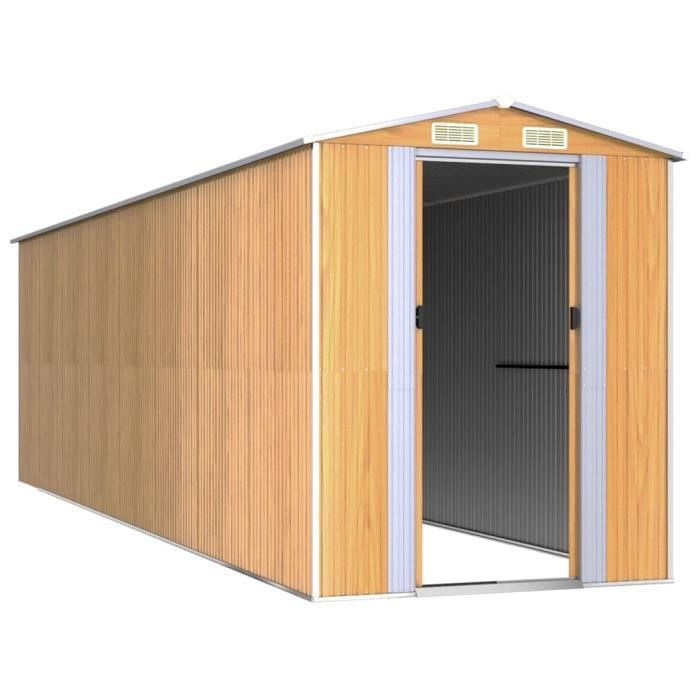 3147477 vidaXL Abri de jardin Marron clair 192x689x223 cm Acier galvanisé