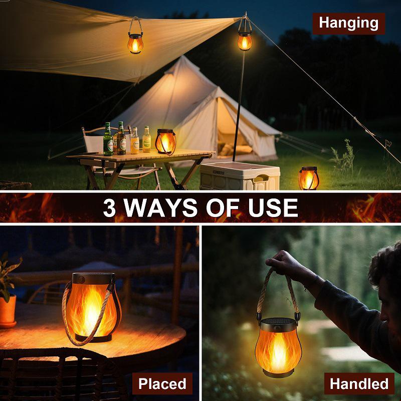 Second Gen USB-Rechargeable Solar Flame Lantern for Garden & Camping