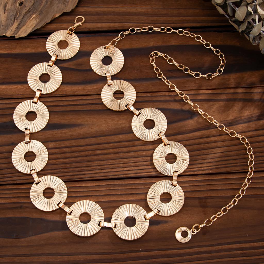 Stile Punk Catena Metallizzata Pieghettata in Vita Gioielli per il Corpo Regolabili Oro Argento Accessori Sexy per Donne Stile Etnico Retrò Cinture per la Vita