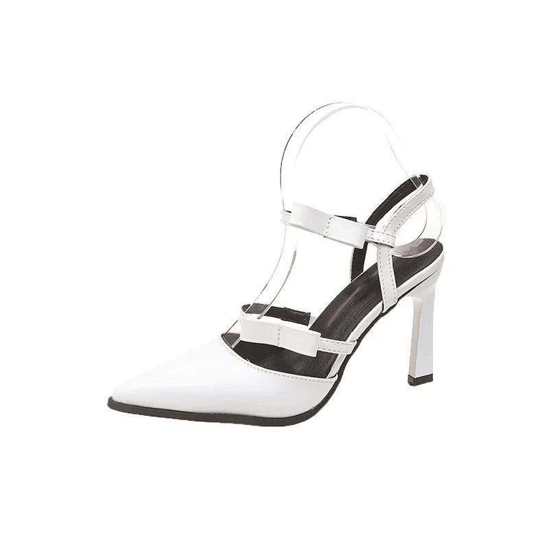 

Женские босоножки на высоком каблуке с острым носком One Kick Bow, женские туфли, деловые, с закрытым носком, модные босоножки De Mujer 40 белый