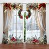 Set Of 2 Christmas Window Printed Curtain Home Decor Treatment Bedroom Office Kitchen With Rod Pocket Polyester Perfect For