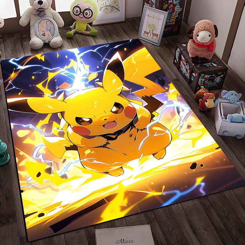 3D Pokemen-Pikachu Carpet Yoga Living Room Decor Children's Crawling Mat Doormat Living Room Rug Gifts for Family Kids Potdemiel