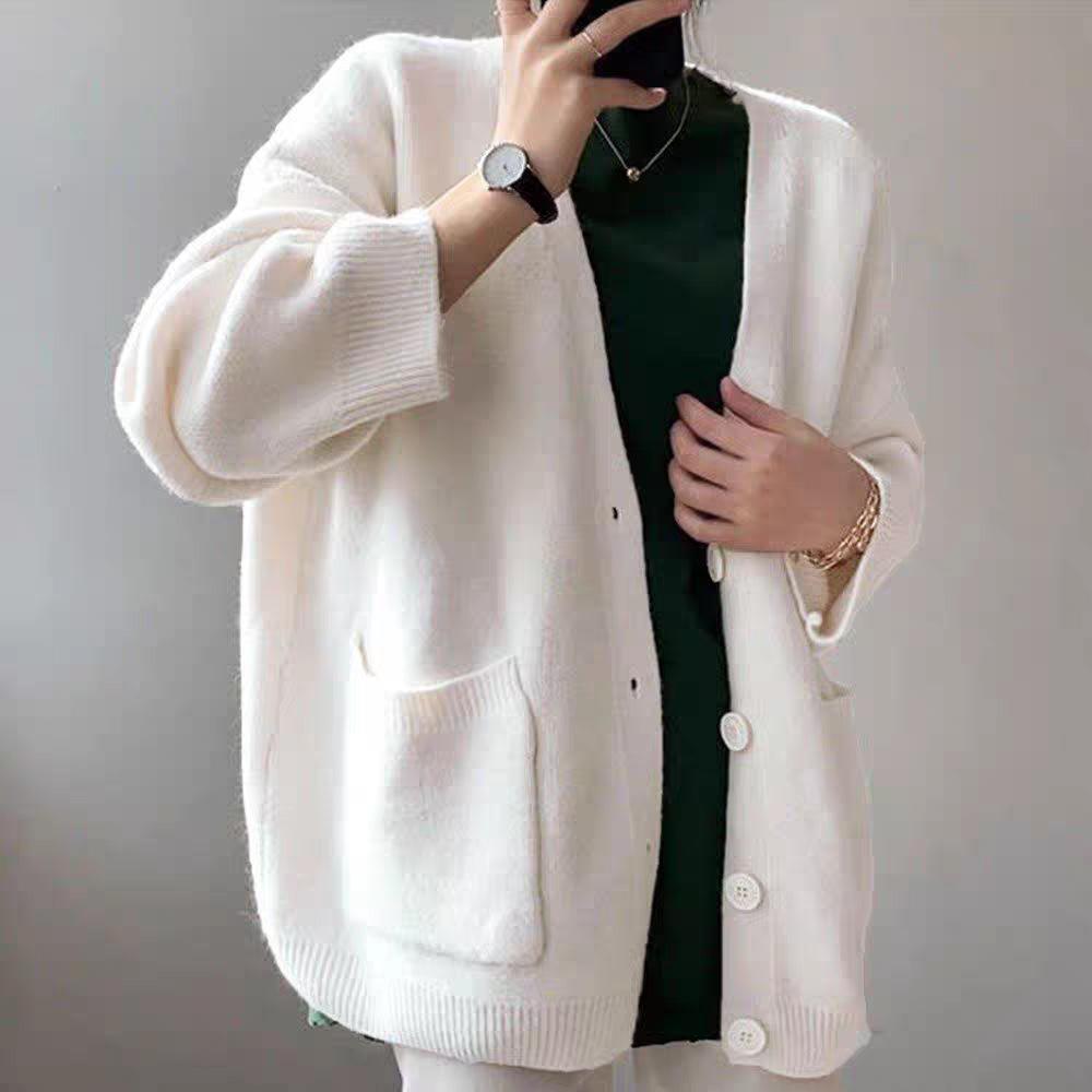 Lazy Wind Sweater Solid Color Coat Women's Outer Wear 2025 Autumn New Korean Version Loose Large Size Foreign Style Knitted Cardigan