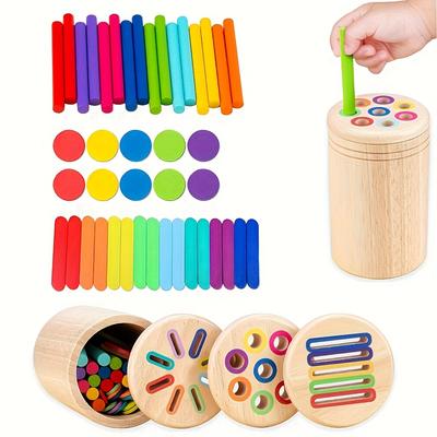 Wooden 3in1 Color Sorting Cup Color Sorting and Counting Game, Suitable for Birthday, Christmas Gift