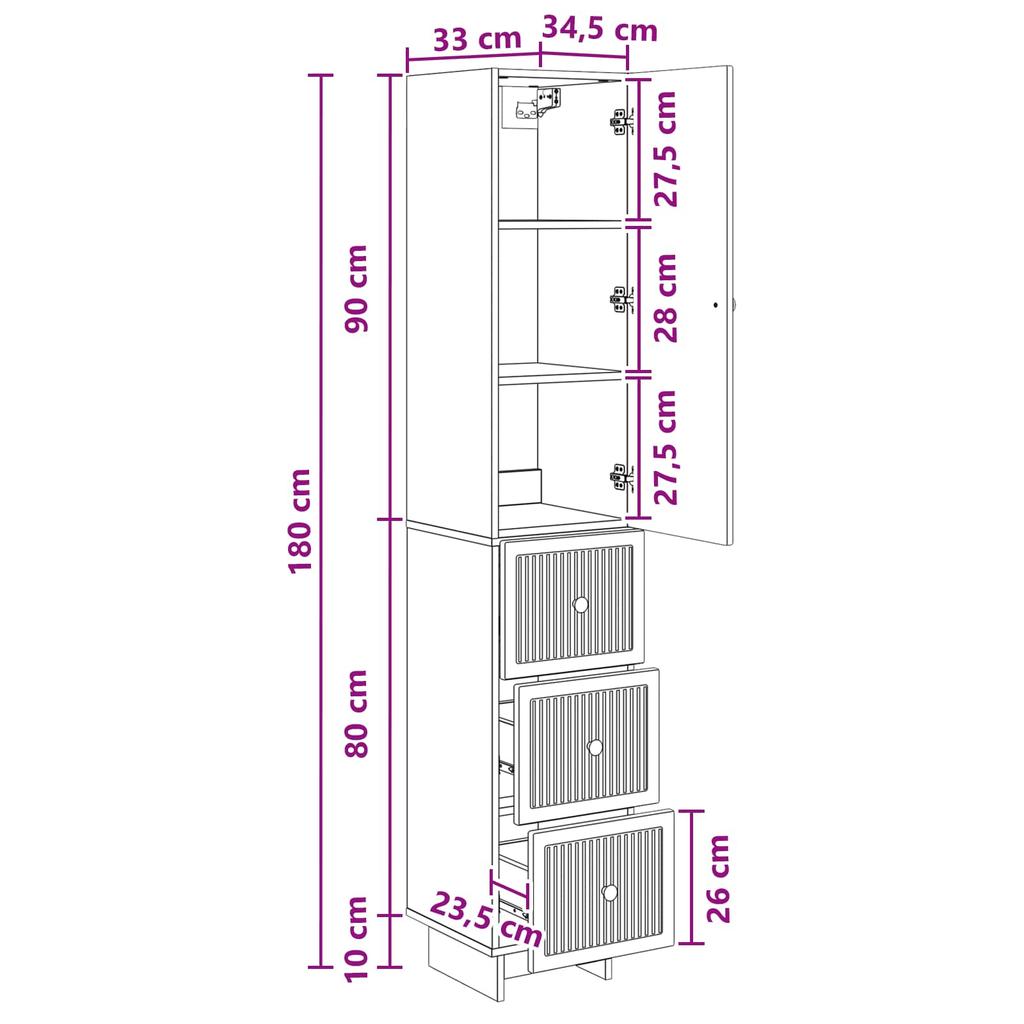 2 Piece Cabinet Set Reclaimed Wood Look 33 x 34.5 x 90 cm Particleboard