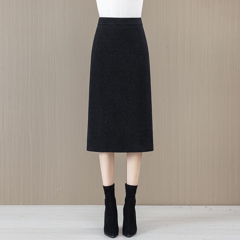 Woolen High-Waist A-line Midi Skirt for Women - Spring/Autumn 2025 Collection
