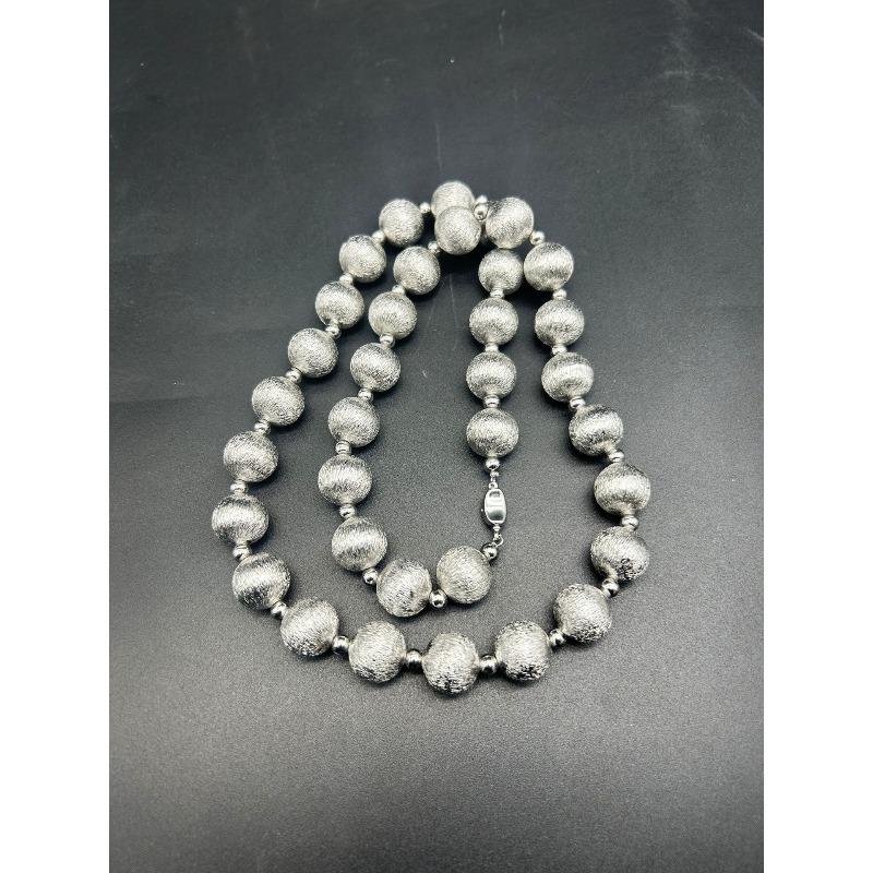 Vintage copper ball brushed silver plated necklace - fashionable, minimalist, and elegant