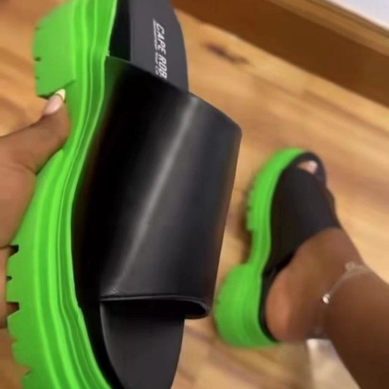 Fashion RUANDAI Women High Heels Slippers Platform Chunky Summer  Open Toe Beach Flip Flops Fashion Walking Sandals Pumps Femme Slides