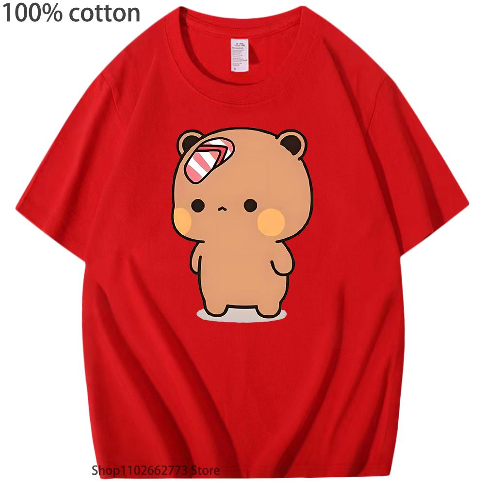 Cute Dudu Was Threw Flip T-Shirts Flops By Bubu Since He Teases Bubu Graphic Shirt Kawaii Panda Bear Women Men Cotton Tees