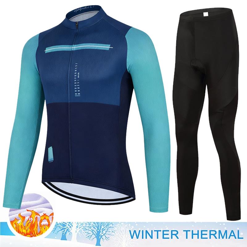 Men Winter Fleece Thermal Jacket MTB Bicycle Clothing Long Sleeve Cycling Jerseys Set Ciclismo Outdoor Warm Cothes Pants