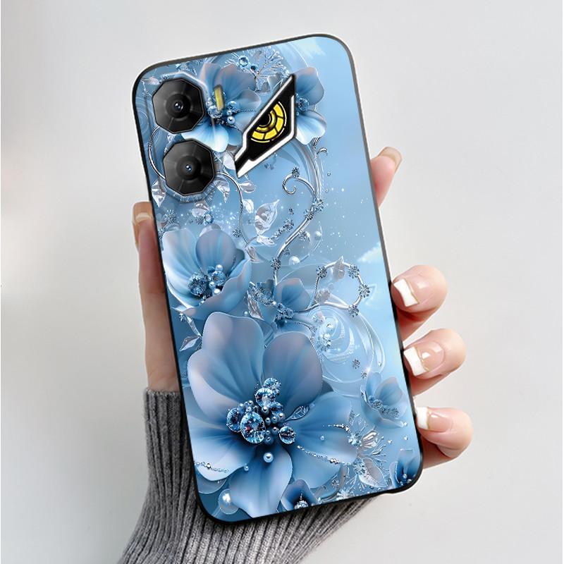 Custodia per Stampa per ZTE Nubia Neo 3 5G Fundas Capa Guscio Nero in Silicone Morbido Copertura ZTE Nubia Neo 3 GT Carina Custodia con Fiore e Cartone Animato