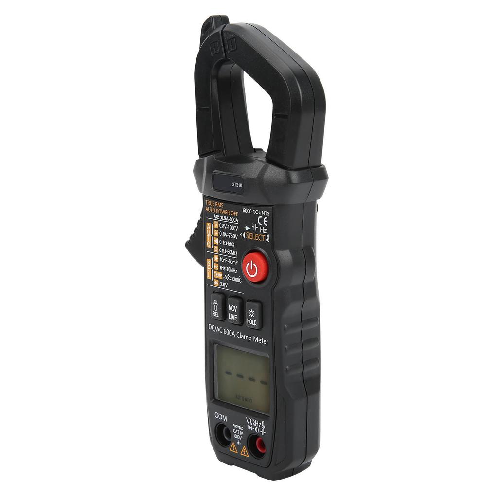 ST210 Digital Clamp Meter Multimeter Automatic AC DC Voltage Current Tester with 6000 Counts Black