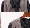 Women's V-Neck Sweater Vest & Knitted Top Set - Mid-Length, Thickened, Korean Style, Sleeveless for Autumn/Winter 2024