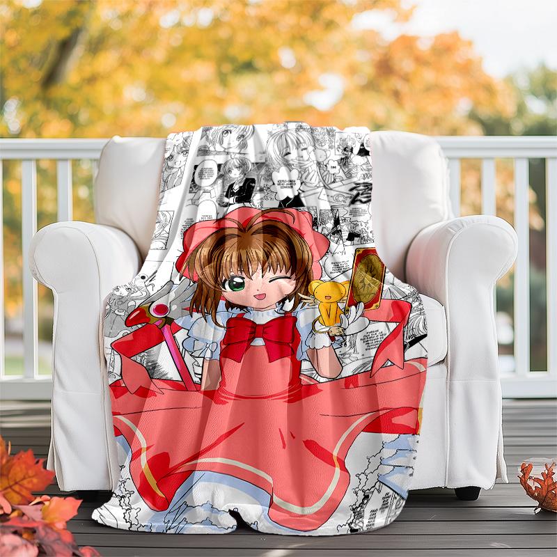 Sakura Kinomoto Theme Printed Blanket - Perfect for Couch, Bed, Travel & Outdoor Use | Machine Washable, Cozy & Durable.