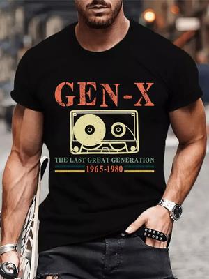 Gen X Kassette Retro 100% Baumwolle T-Shirt Herren Shirts Oberteil 1965–1980 Vintage Musik 80er Jahre Stil Geschenk T-Shirt Oberteil