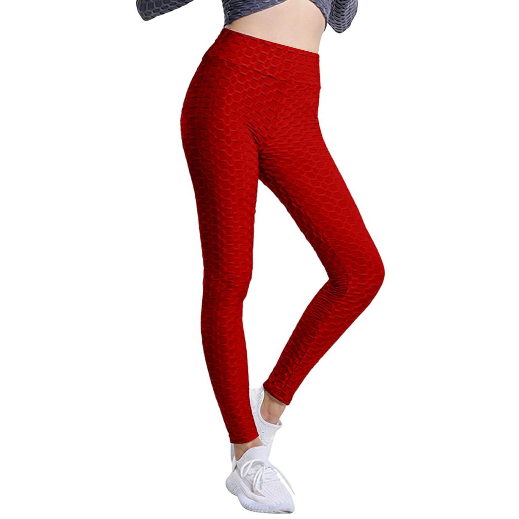 Women's Fashion Jacquarded High Elastic Sports Bodybuilding Cropped Pants Fitness Solided Color High Waist Hip Leggings