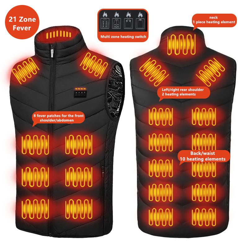 New Men'S Casual Stand Up Collar Outdoor Warm Electric Vest Winter Usb Port Intelligent Heating Sleeveless Coat(No Power Bank)
