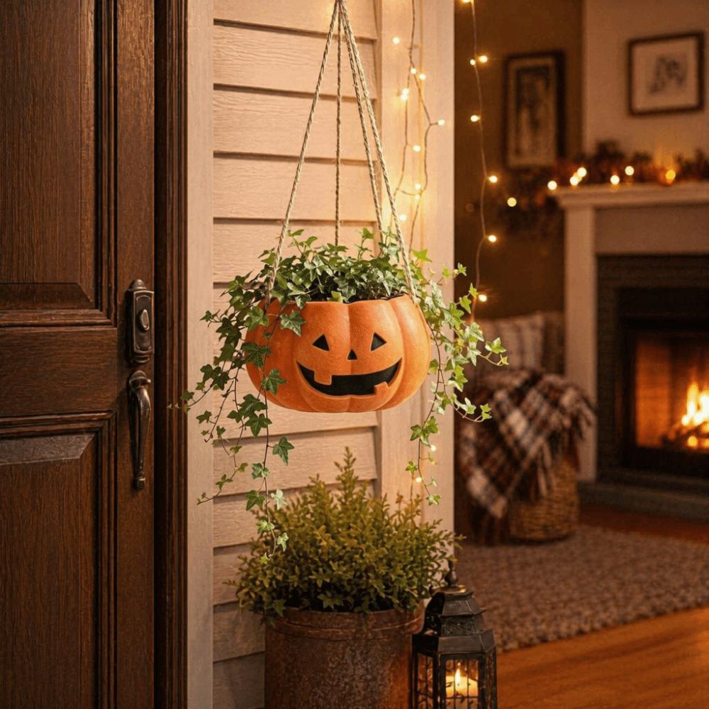 Plastic Halloween Flower Pot Succulents Swing Pumpkin Plant Basket Cafe Decorations