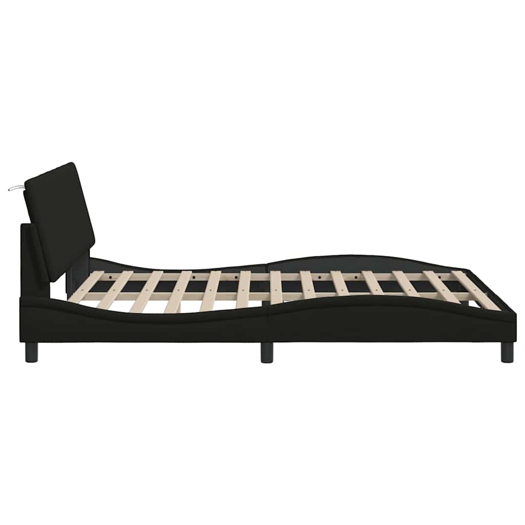 Bed Frame without Mattress  Hanko  Black 160 x 200 cm Fabric