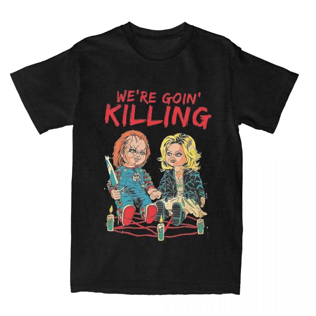 Men Women Horror Chucky We're Goin Killing Shirt Accessories Creative Pure Cotton Horror Chucky Film Lover Fan T Shirt