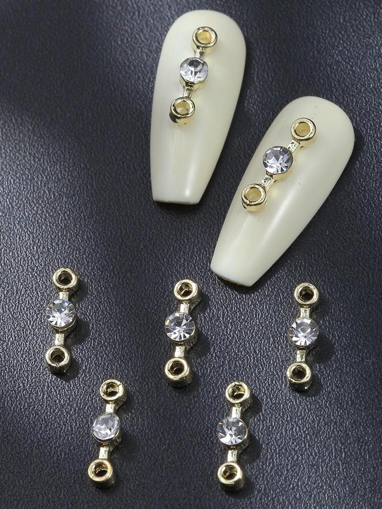 Gold Nail Charms 10pcs 3D Alloy Nail Art Decorations DIY 2025 Gift For Girls