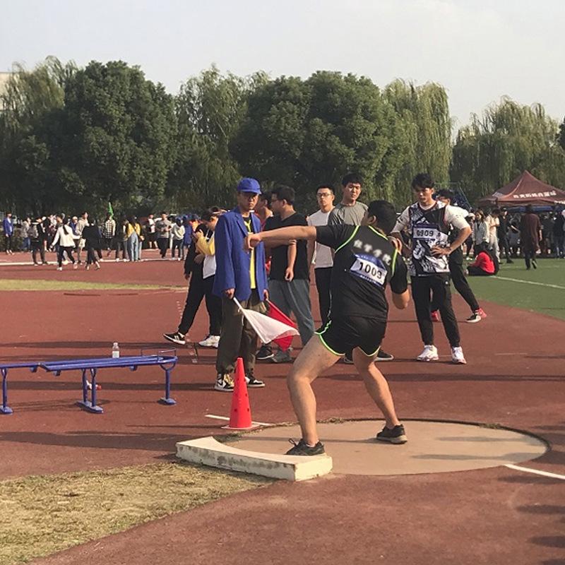 Steel Shot Put Toe Board with Wooden Pine Crescent for Track and Field Throwing Circle