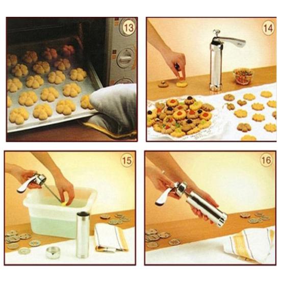 1 Set Non-stick Cookie Press Maker Food-grade Stainless Steel Sweet Pastry Biscuit Maker Set Kitchen Accessories