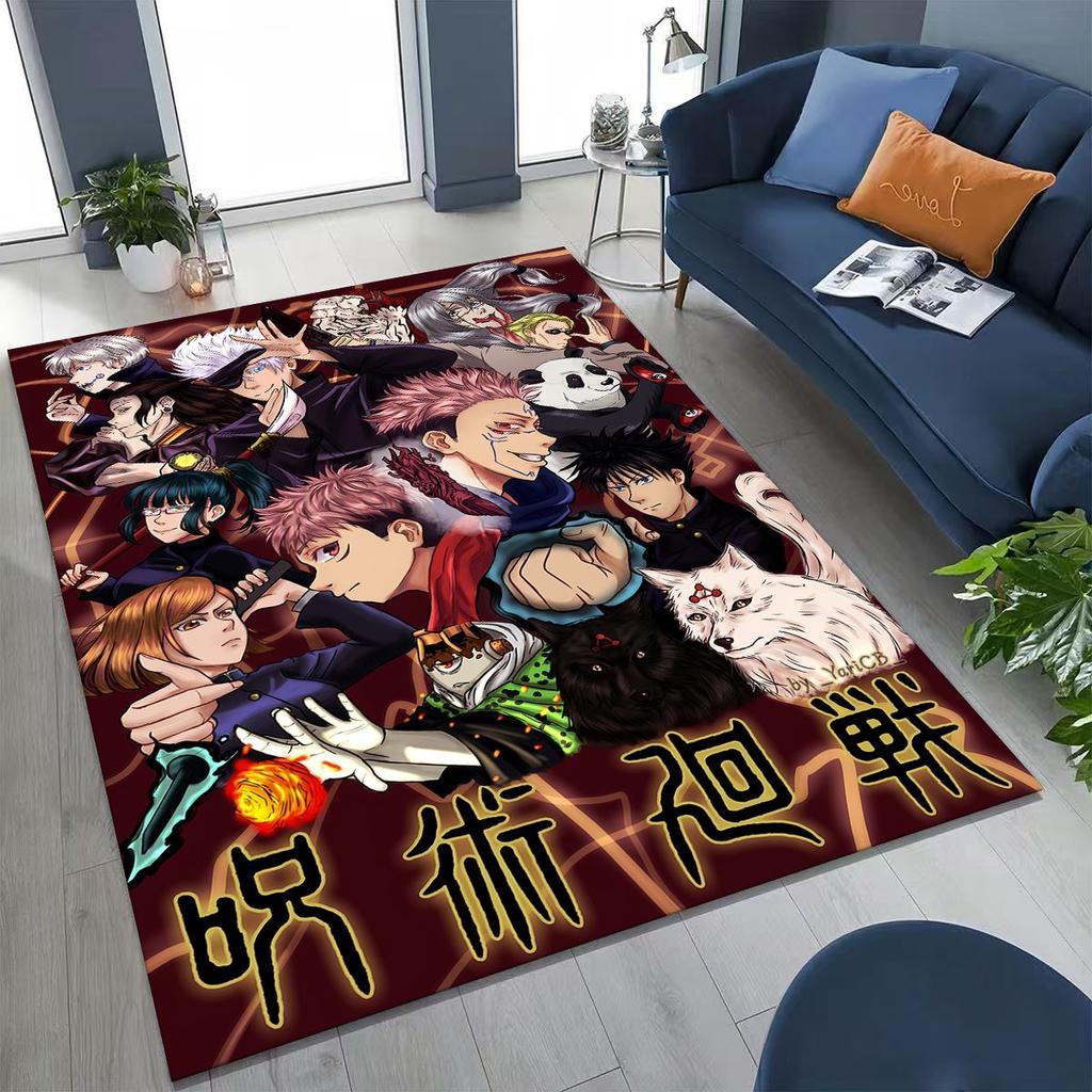 Anime Jujutsu Kaisen Yuji Satoru Kreslený koberec do ložnice, obývacího pokoje, k pohovce, domácí rohožka, dekorace, velká dětská hrací protiskluzová podložka na podlahu