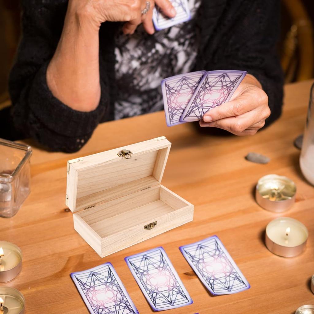 ERINGOGO Wooden Tarot Box with Large Pentagram and Card Stylish Accessory for Tarot Enthusiasts Capacity, Design, Storage,