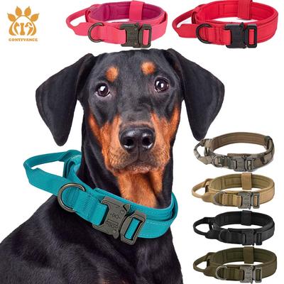 Taktische Hundehalsbänder, Outdoor-Traktion, Militär-Haustierhalsband, langlebiges 1050D-Nylongewebe, mittlere und große Hundetraining mit Griff