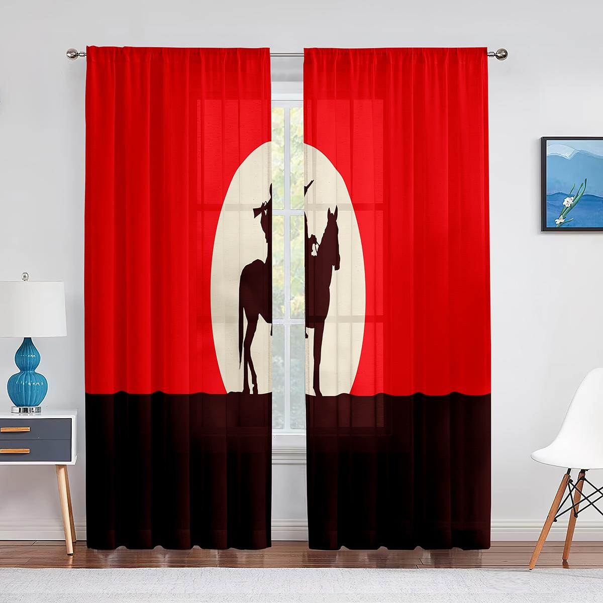 Ковбойские тюлевые шторы в западном стиле для домашнего офиса — фото 15