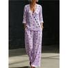 European and American Summer New Blue and White Tie-dye Gradual Change Diagonal Shirt Wide-leg Pants Two-piece Set Women's Casual Long-sleeved Suit