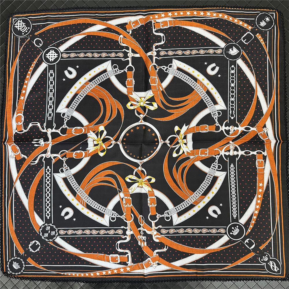 POBING Curled Cotton Silk Scarf Women Double Side Printed Square Scarves Wraps Echarpes Foulards Femme Hijabs 66CM