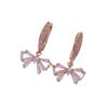 1 Pair Simple Bow Tie Dangle Earrings for Women Zirconia Earring Jewelry Wedding Party Accessories