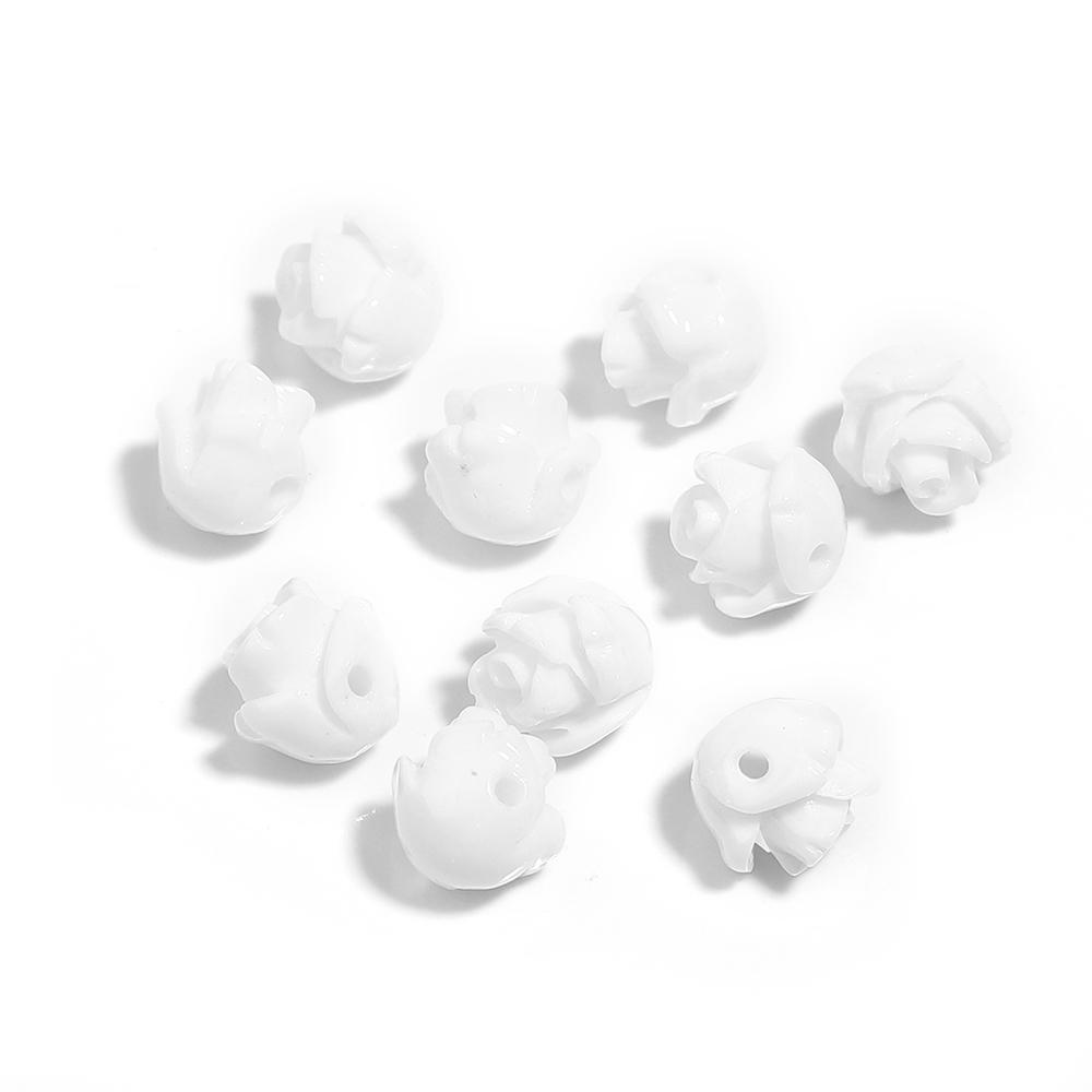 10Pcs/Lot Resin Beads 6 8 10 12 15mm Colorful Rose Shape Hole Size 1.5mm Beads For Charm Jewelry Making Diy Bracelet Necklace