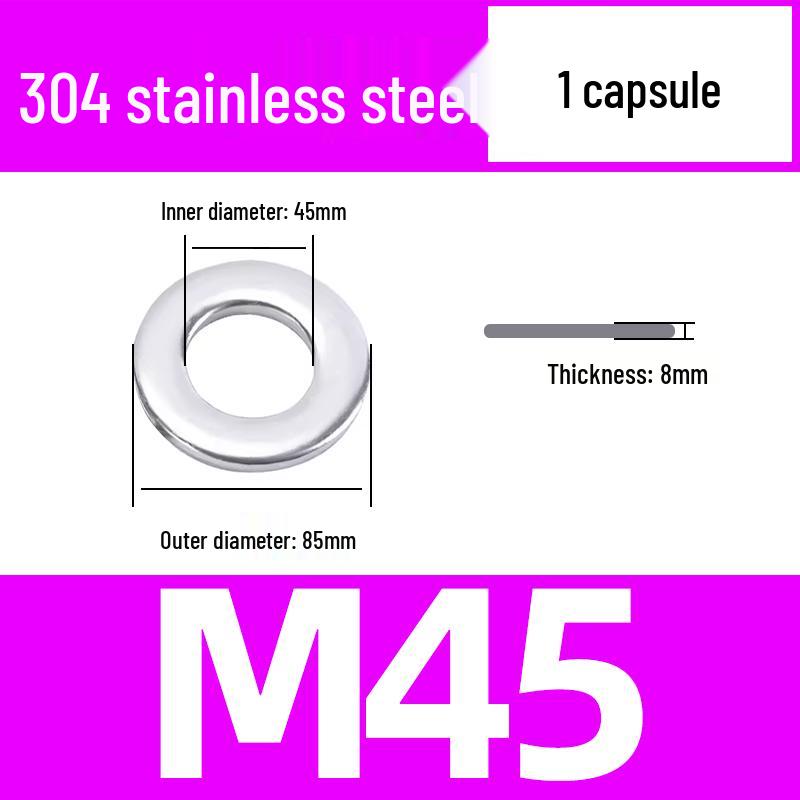 304 Stainless Steel Flat Washer for M1.6-M45 Screws