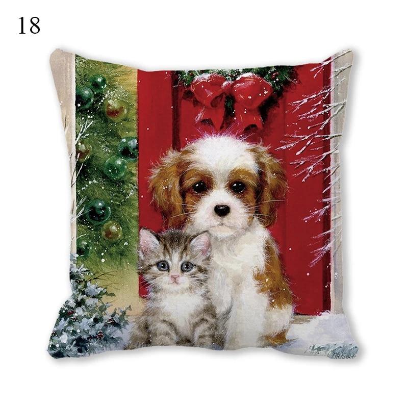 Husă de pernă de Crăciun Animal Câine Pisică Ghirlanda de biciclete Pom de Crăciun Decor de Crăciun Birou Canapea Pat Mașină Husă de pernă