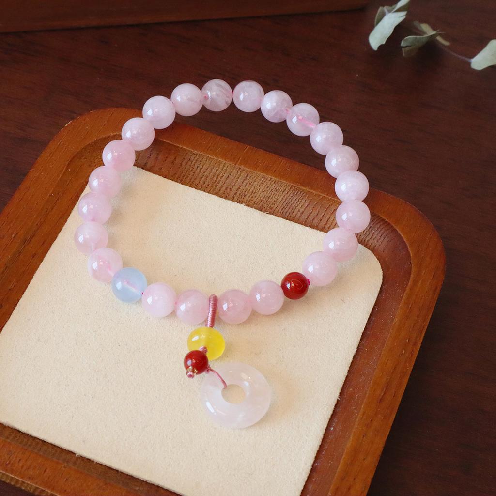 Natural Madagascar Pink Crystal Bracelet Women's Fashion Bangle Lotus Gourd Bracelet Girl Jewelry