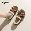 Plush Muller Shoes Women's New Winter Platform One-pedal Small Potato Plush Hole Cotton Shoes