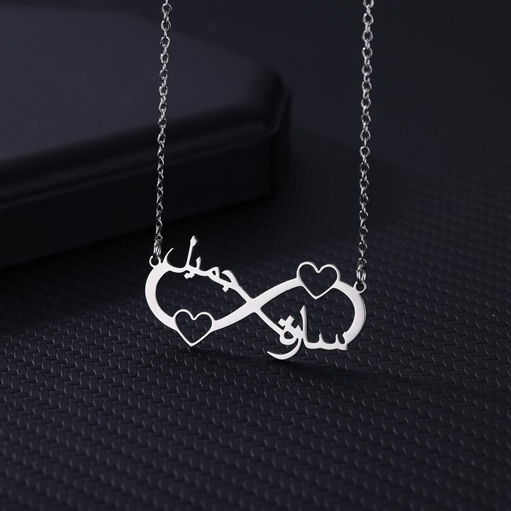 Custom Double Heart Two Names Infinity Necklaces For Women Stainless Steel Customized Necklace Pendant Personalized Jewelry Gift