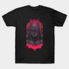 Men Black Print T-shirt Blood Knight No-Cut Transfer Paper Print Cotton Tshirt